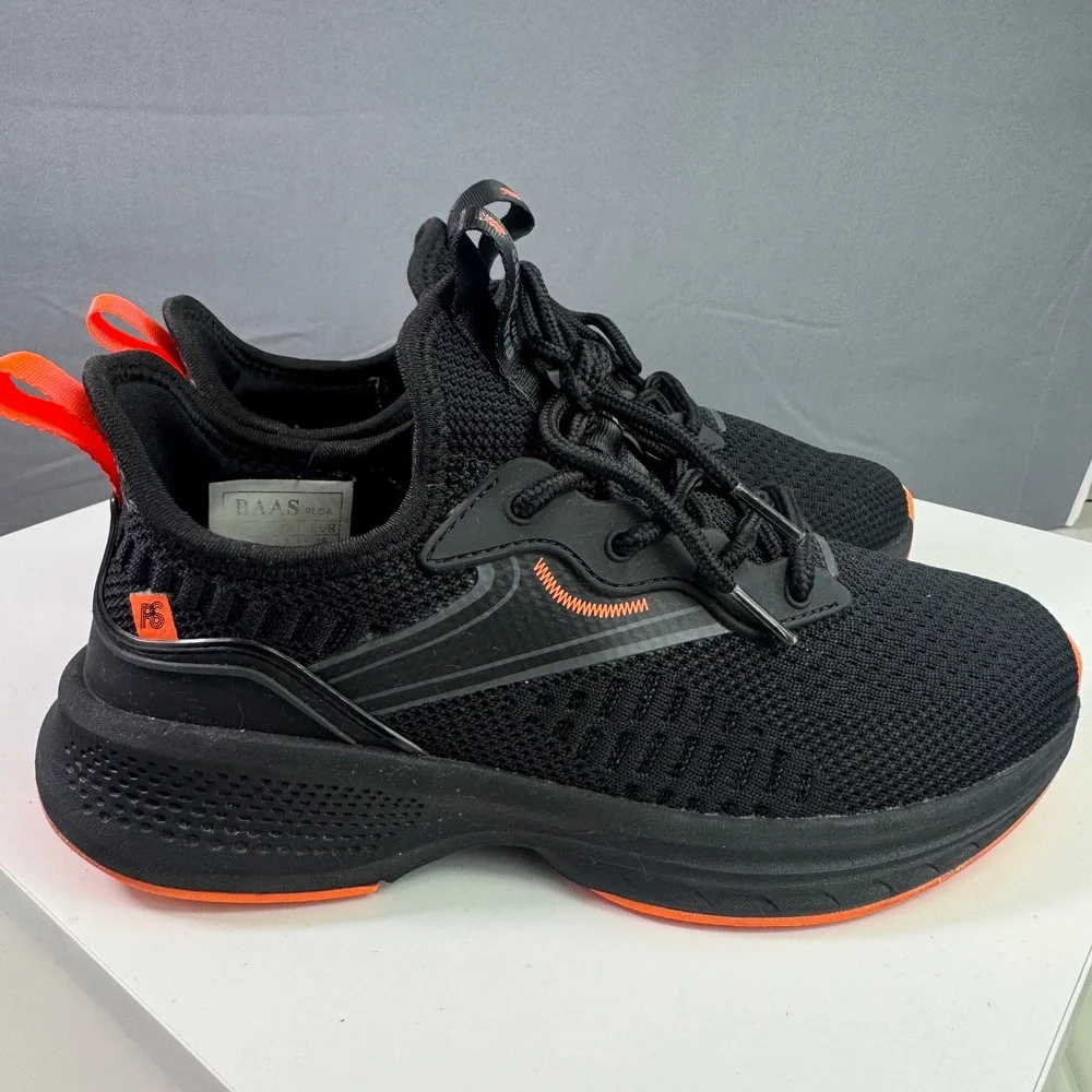 BAAS PLOA Mens Size 5.5 Black Orange Athletic Trail Running Shoes Sneakers